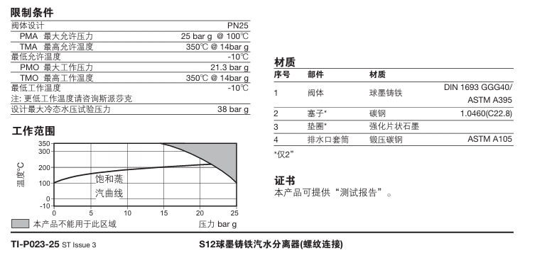 betway体育手机APPS12汽水分離器技術參數