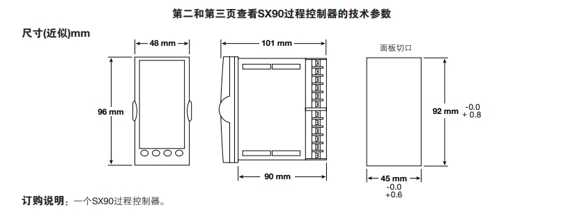 SX90過程控製器尺寸圖