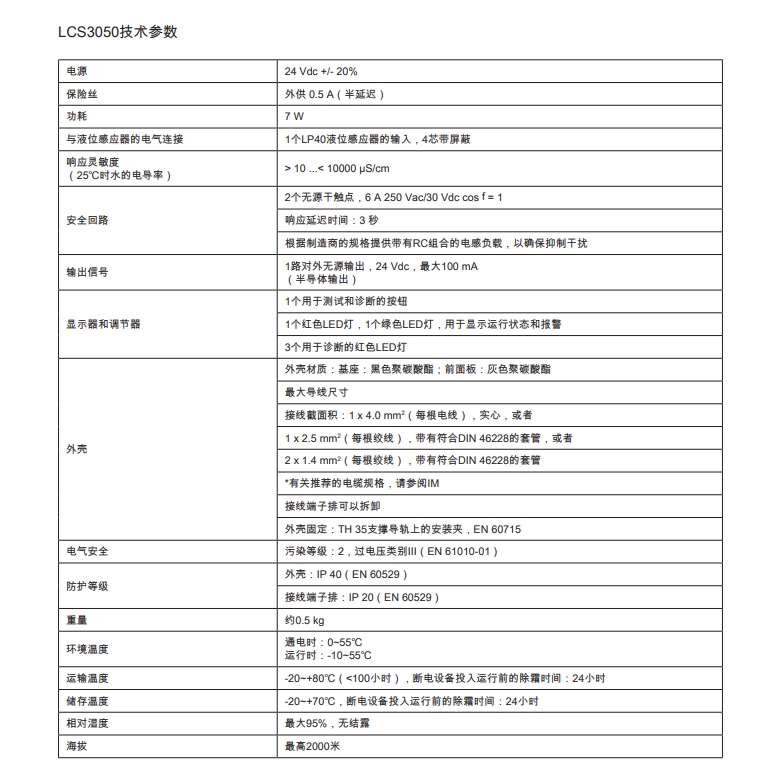 LCS3050技術參數