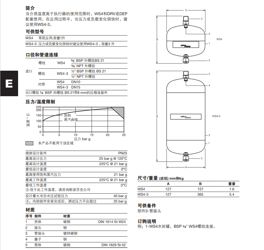 WS4水封罐結構圖，尺寸重量