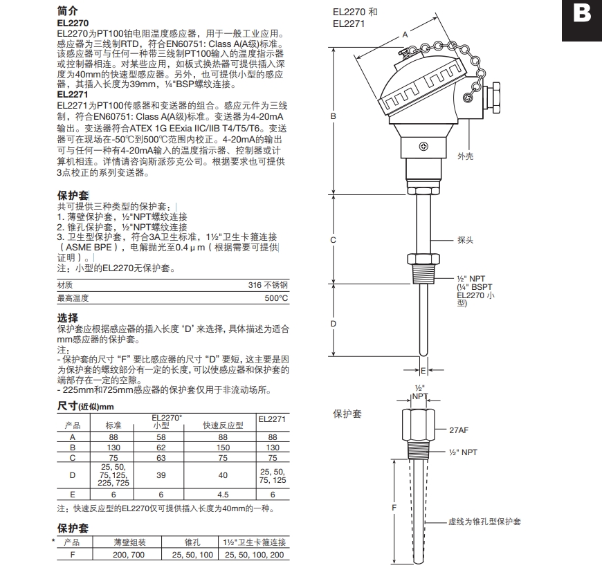 EL2270 和EL2271溫度感應器結構尺寸