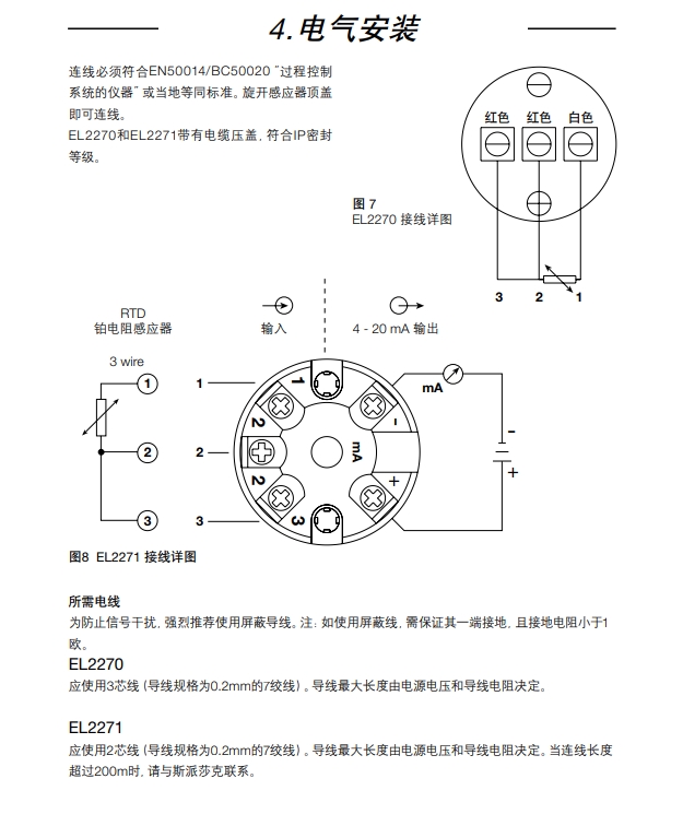 betway体育手机APPEL2270 和EL2271溫度感應器電氣安裝方法