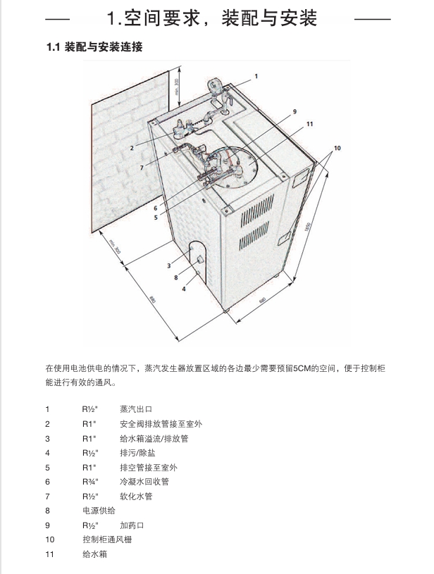 betway体育手机APPECSG電蒸汽發生器安裝尺寸要求