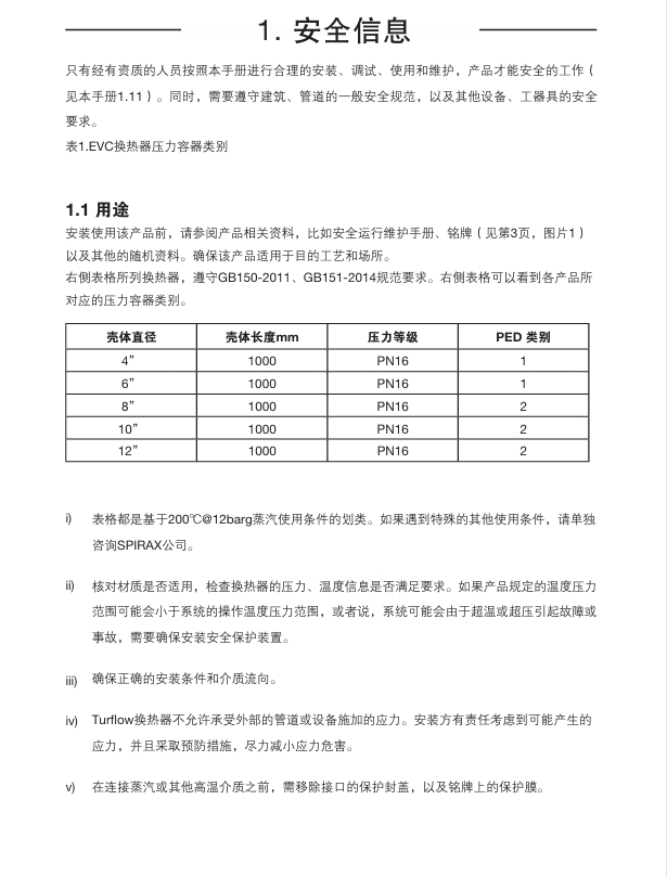 betway体育手机APPEVC換熱器安全信息