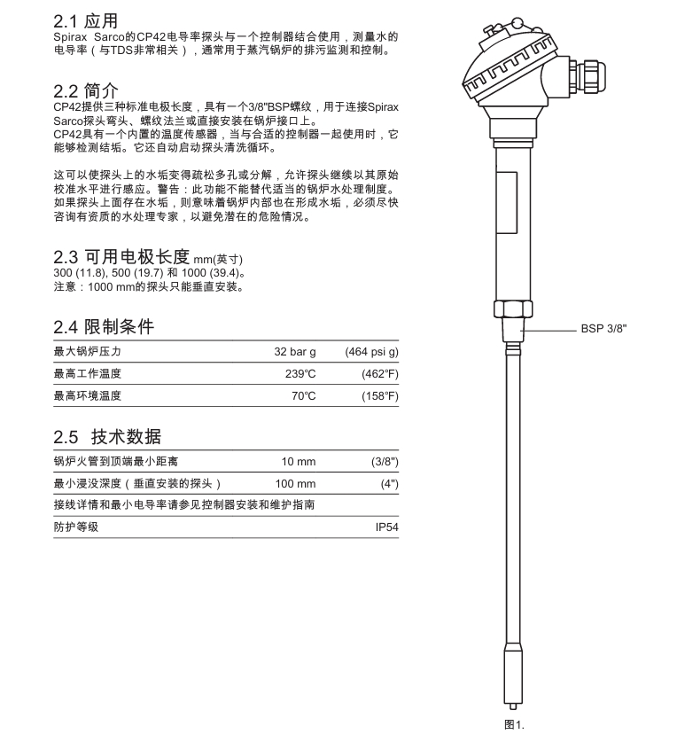 betway体育手机APPCP42電導率感應器技術參數